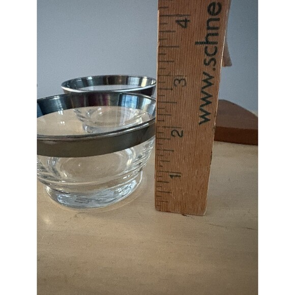 Vintage Libbey 3 Piece Glass Bowl Condiment Set w/ Wood Caddy MCM Mid Century 50 - Picture 3 of 15